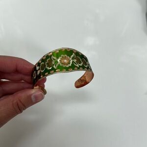 Elegant Green Floral Cuff Bracelet